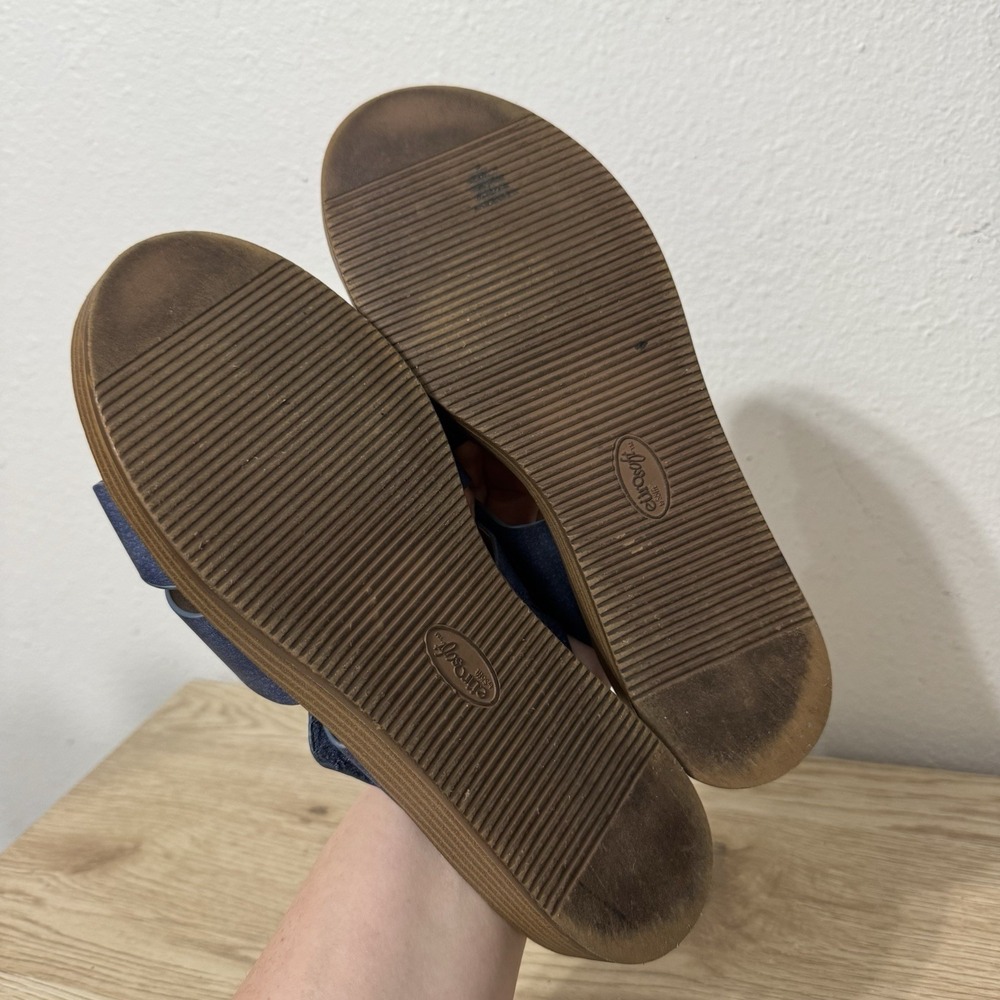 Eurosoft Sofft Nadine Blue Faux Suede Sandals Womens Size 9.5M Hook & Loop Strap - Picture 4 of 8
